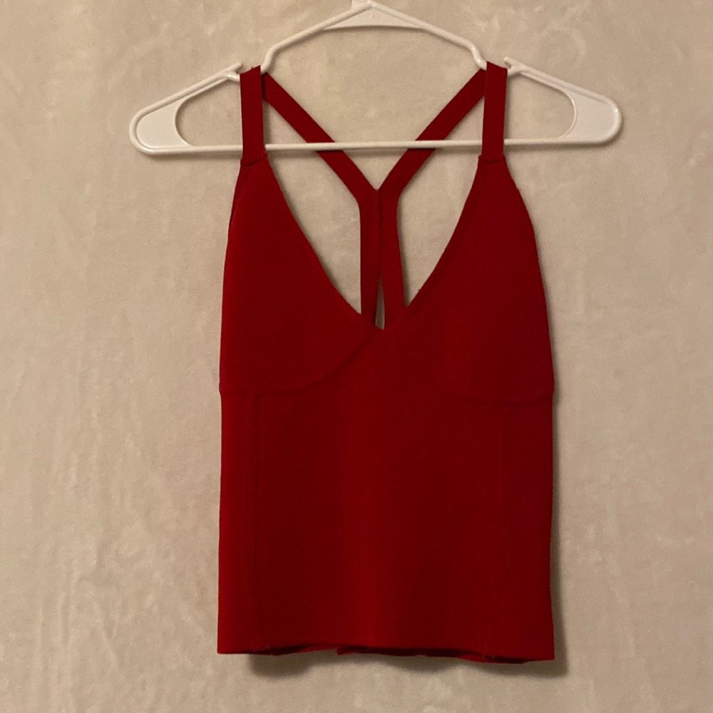 Zara Knit Red Body Contour Under-sculpt Sweater Tank